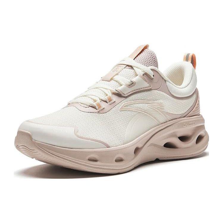 Anta Comfortable Shock Absorption Rebound Low Top Running Shoes Women Sneakers Ivory-White Lotus-Gray 922345575-5