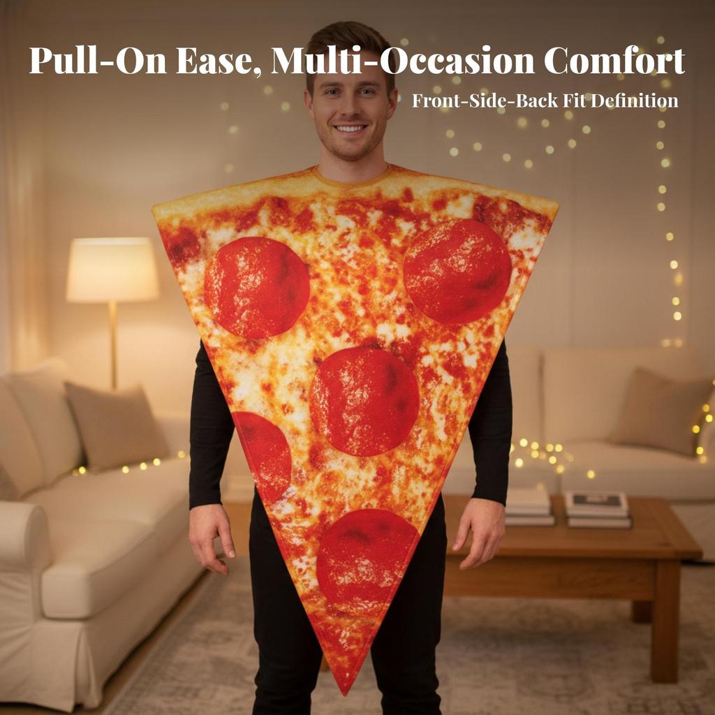 Pizza Costume Vibrant Slice Full-Body for Cosplay, Stage Wear, Men