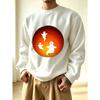 Men's Graphic Print Crew Neck Sweatshirt, Retro Streetwear Style, Christmas Pattern, 100% Cotton Printed Long-Sleeve Crew Neck Pullover