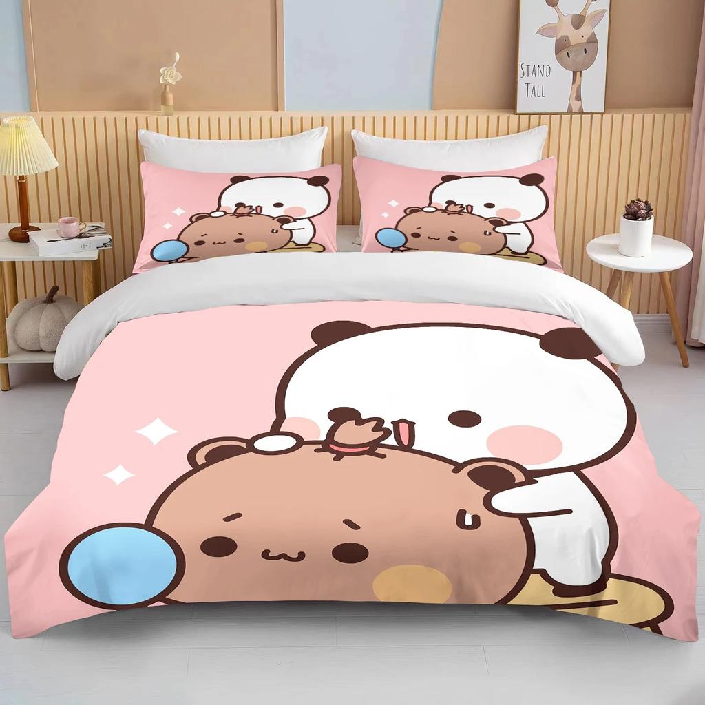 Bubu Dudu Cartoon Cute Bear Kawaii Christmas Gift King Twin Double Boys Bedding Set Microfiber or Polyester Duvet Cover Set