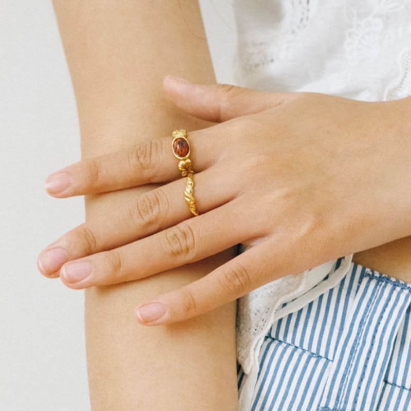 DOL silver 925 Flower stone ring [DOL Floral transition 03]