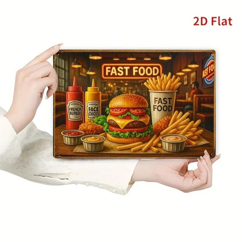 Metal Wall Art Retro Fast Food Sign, Tin Poster 8x12 Inch for Kitchen Bar Cafe