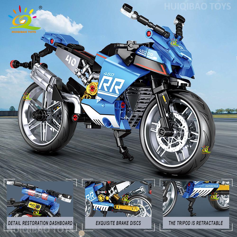 Non-Toxic Mechanical Speed Motorcycle Building Block Set Children Diy Car Collectible Adult Model Bricks Educational Toys Gift