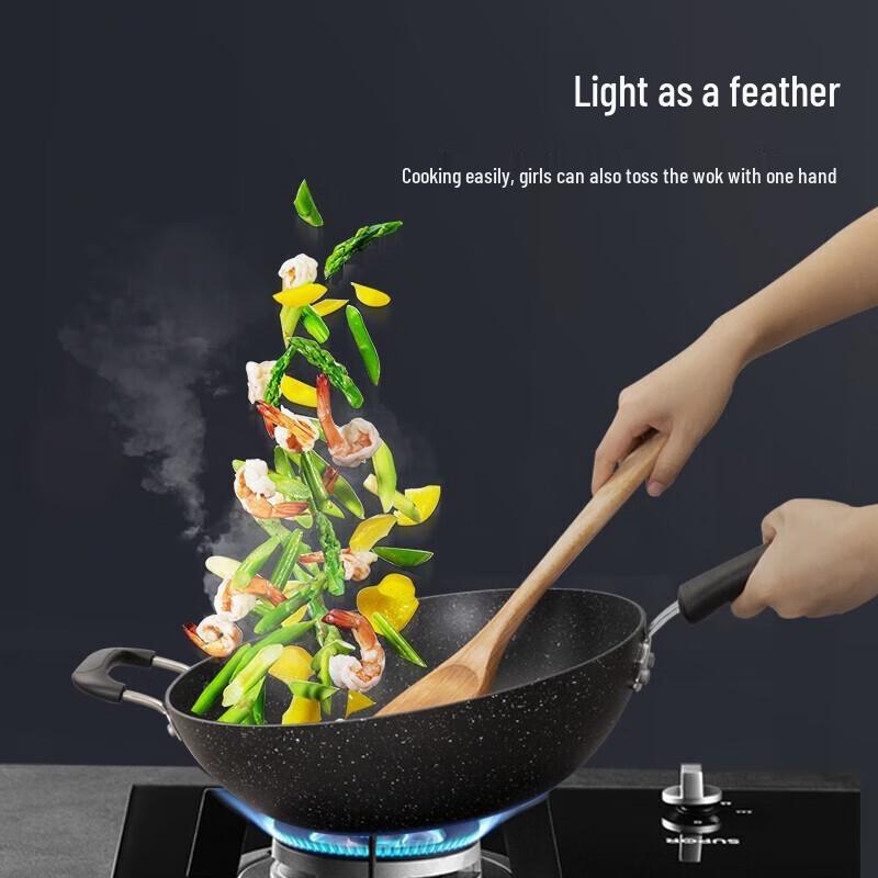 Supor Star Stone 32CM Non-Stick Wok with Standable Lid