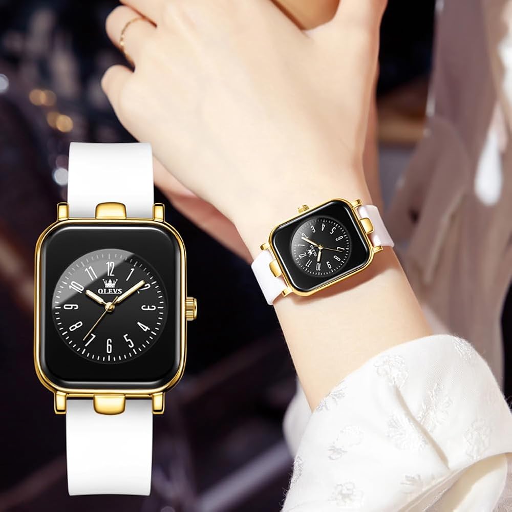 OLEVS Women's Watch Waterproof, Luminous Function, Silicone Band, Japanese Quartz Movement, White