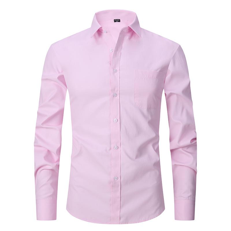 Chemise habillée décontractée à manches longues unie pour homme grande taille