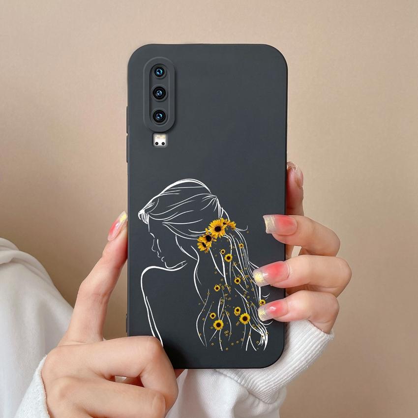 Compatible For Huawei P60 Y5 Y6 Y7 Y9 Y9A P30 P40 Trendy Girl Phone Case Lens Protection Soft Liquid Silicone Anti Drop Shell For Huawei Bumper Cover