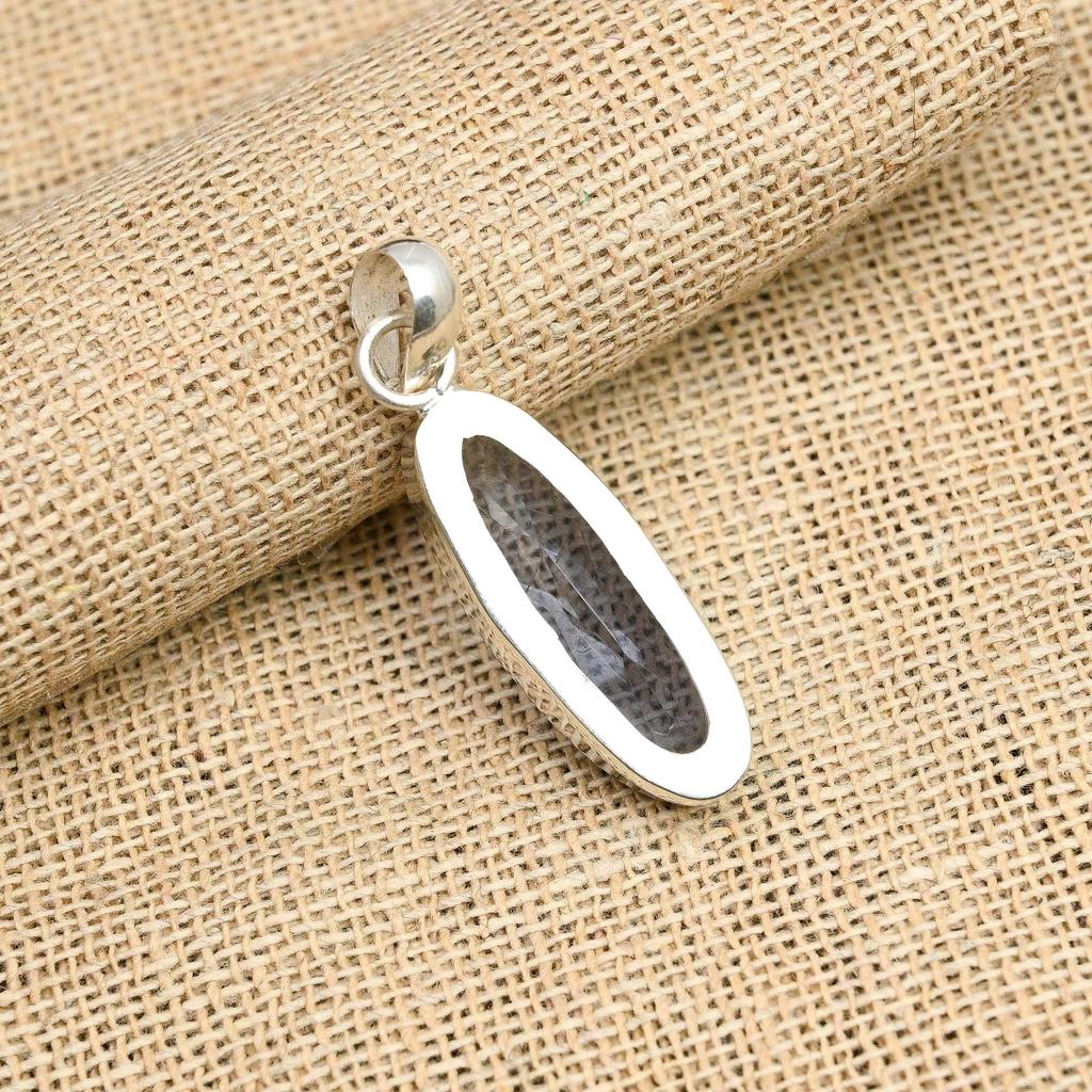 Charming Iolite Gemstone Handmade 925 Sterling Silver Jewelry Pendant For New Year Gift