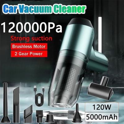 120000PA Powerful Wireless Car Vacuum Cleaner Mini Portable Handheld for Car and Home Appliance Strong Suction Cleaning Machine