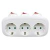 Independent Switch EU Schuko Triple Outlet Power Expansion Plug 1 to 3 Wall Socket Adapter Power Splitter For home