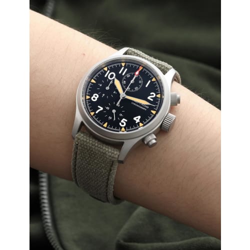 TACTICAL FROG Militado Military Chronograph Watch, 39mm Sapphire Crystal Pilot's Watch VK61, Quartz Movement, Luminous Wristwatch, 100m Water Resistan