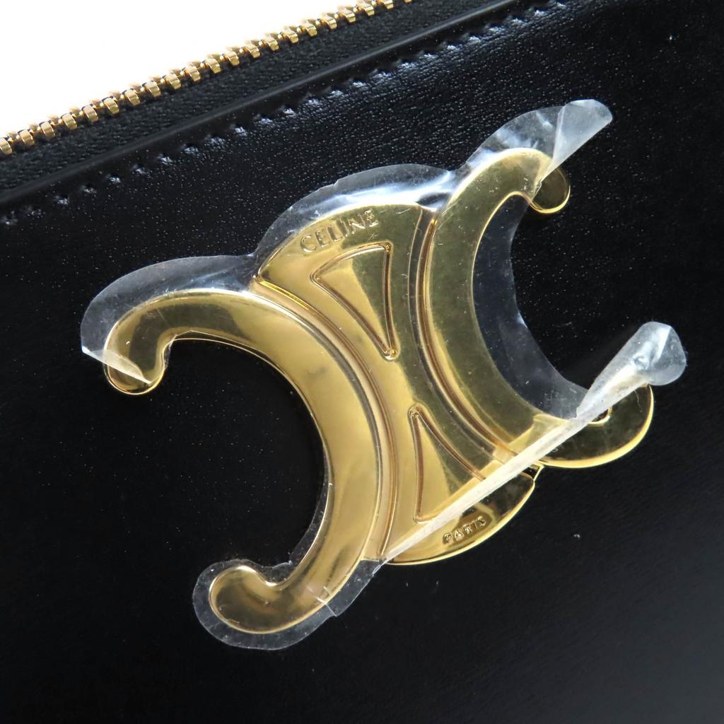 Makellose CELINE Pouch Triomphe mit Reißverschluss rundum aus schwarzem Kalbsleder für Damen 10N073GEZ Gebraucht