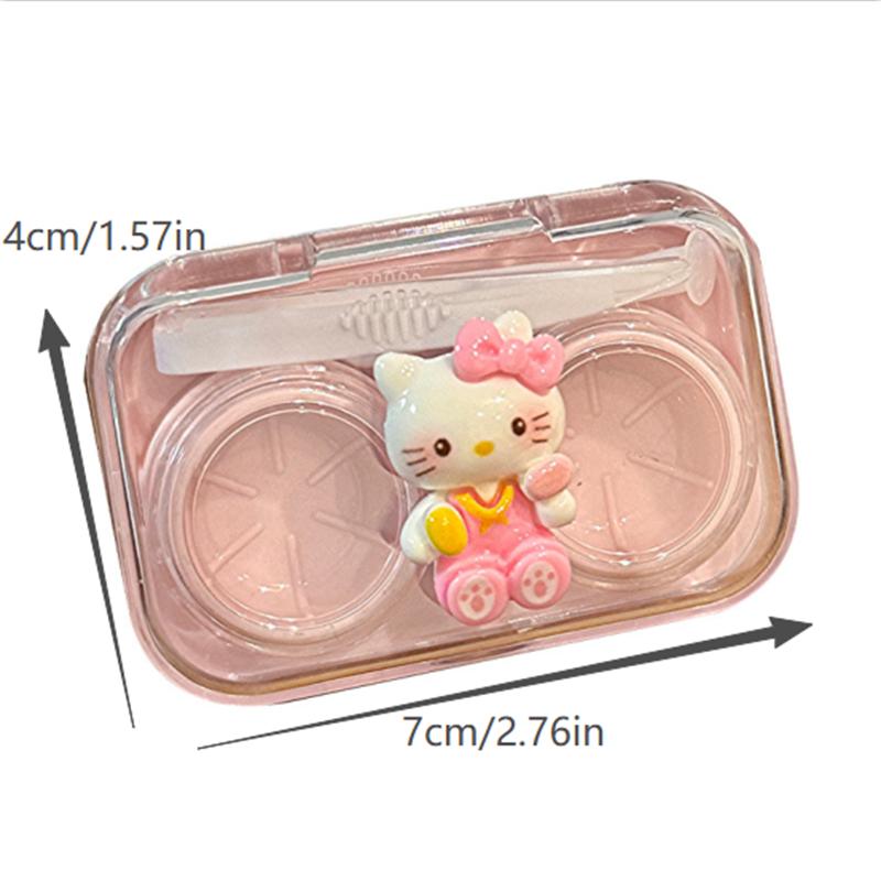 1/2 Pcs Sanrio Anime Hello Kitty Contact Lens Case Travel Portable Plastic Lens Companion Box Kt Simple Beauty Pupil Storage Box