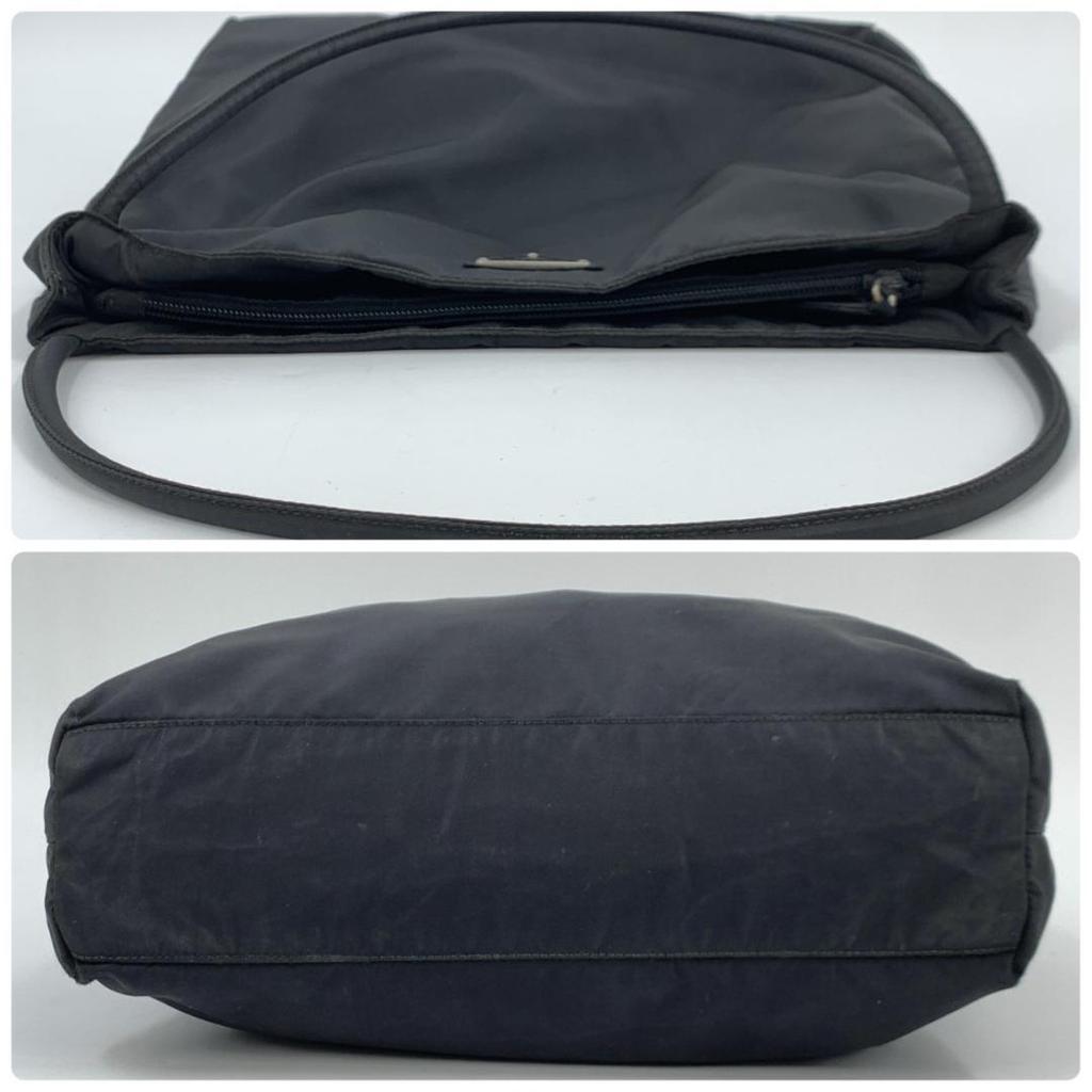 PRADA Tessuto Nylon Handbag Tote Bag Semi One Shoulder Arm Black Triangle Logo Plate Women's White Tag