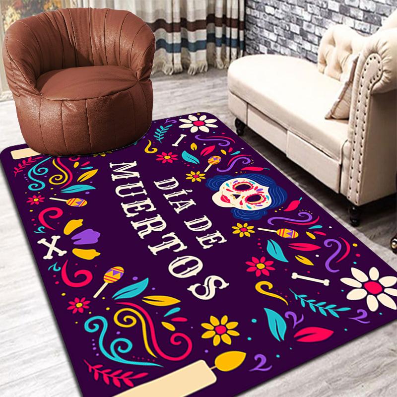 Dia de Muertos Rug Floor Mat for Living Room or Bedroom Soft and Comfortable Carpet a Gift for Birthday and Holiday.MFF0918042