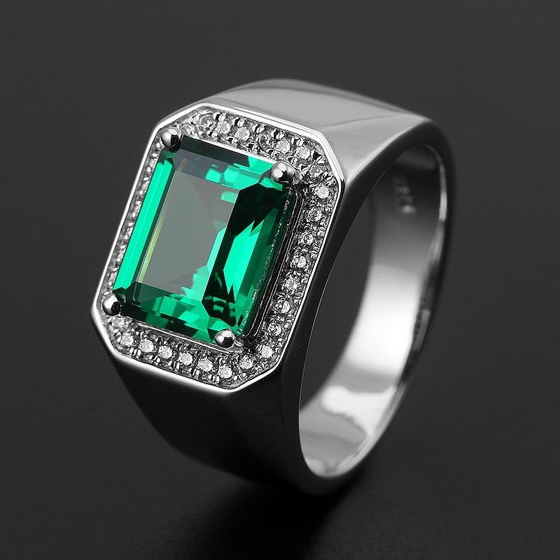 Sace Gems Classic Copper Alloy Men's Zircon with Adjustable Openings Plated In Blue and Green Wedding Promise Party Gift  Open