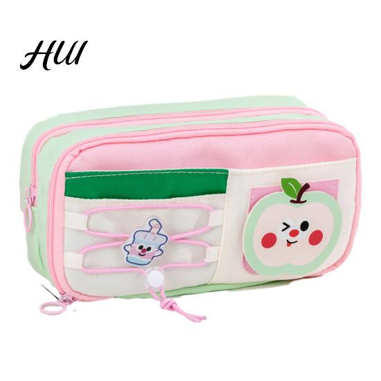 Unique Design Pencil Case Cheese Shape for Students Large Capacity Stationery Cute Animal Pouch Bag Middle Elementary School Multi-Functional A