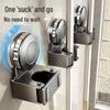 No-Punch Broom & Mop Wall Mount Clip - Suction Cup Hanging Rack for Bathroom/Backdoor Storage