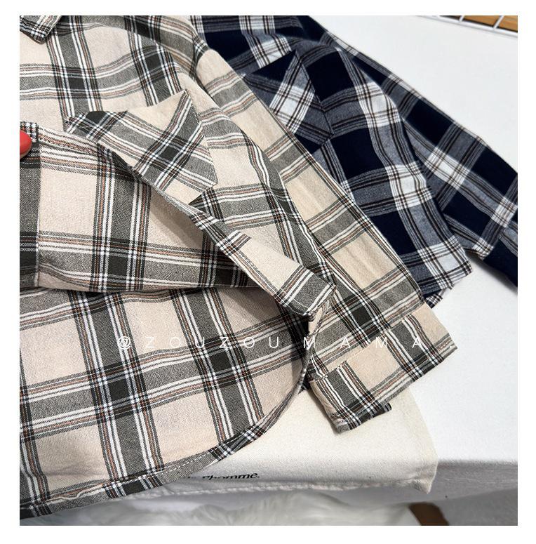 Boys' Spring 2026 Plaid Long-Sleeve Shirt – New Fashion Trendy and Versatile Jacket
