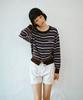 Greenbutter Easy-Care Stripe Cardigan (Brown)