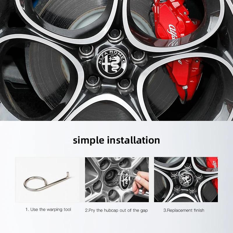 Hub Caps 4pcs 60mm Car Wheel Center Hub Caps Tire Rim Covers For Alfa Romeo 4C 159 Spider Giulia Giulietta 156 Tonale 8C Auto Ac CVP1