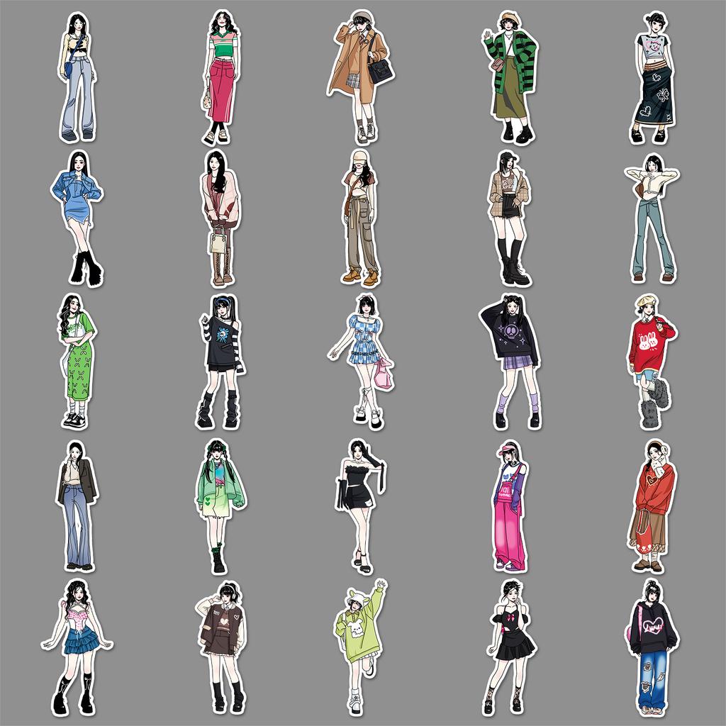 50 Outfits Graffiti Personalized Cartoon Fashionable Characters Guka Decorative Mobile Phone Case Suitcase Stickers Waterproof