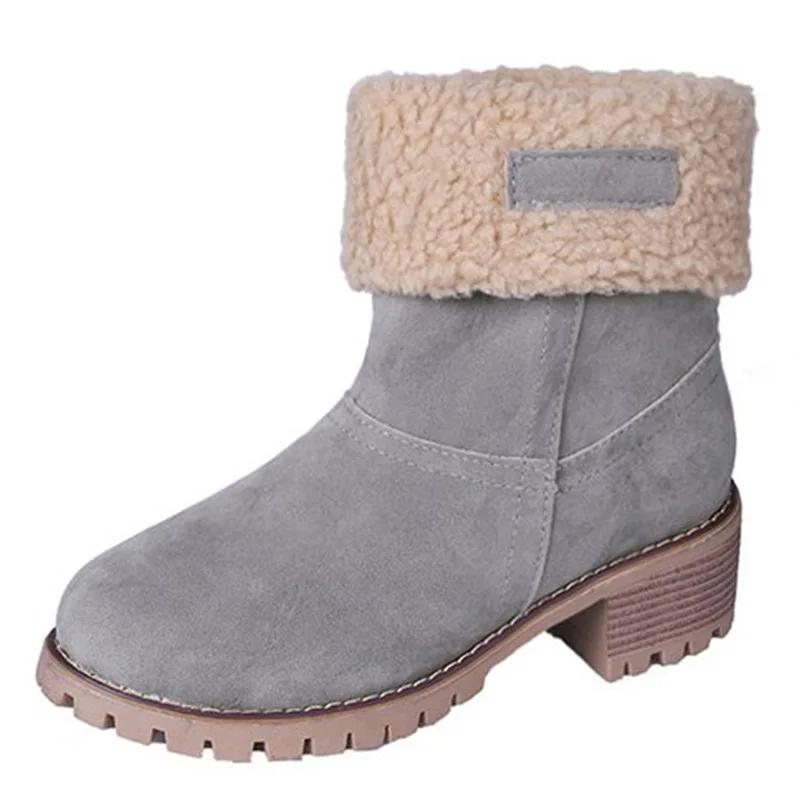 SyfIyno New Women's Winter Boots Comfortable Fist Wool Boots Wedge Pads Cotton Shoes Calf Boots Large Size 35-43