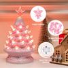 JOYFY Rosa Keramik-Weihnachtsbaum 7 Zoll Vorbeleuchteter Tisch-Weihnachtsbaum aus Keramik mit extra klarem Stern für Weihnachtsgeschenk
