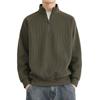 Men's American Style Half-Zip Stand Collar Knit Sweatshirt - Solid Color Casual Jacket for Spring and Autumn