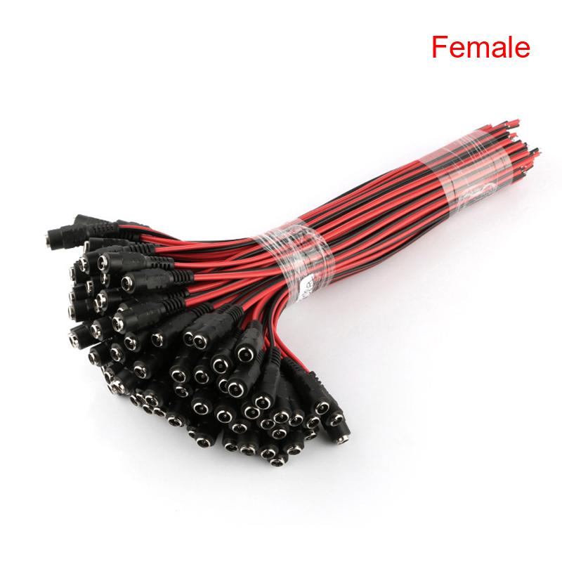 5Pcs Male+5Pcs Female Jack Cable Pigtail Cctv Power Adaptor Plug Connector Dc 12V 2.1X5.5Mm