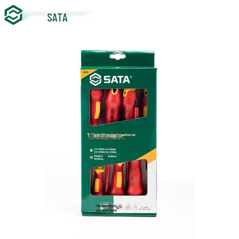 SATA 09303 T-Series VDE Insulated Screwdriver Set 7-Piece Set
