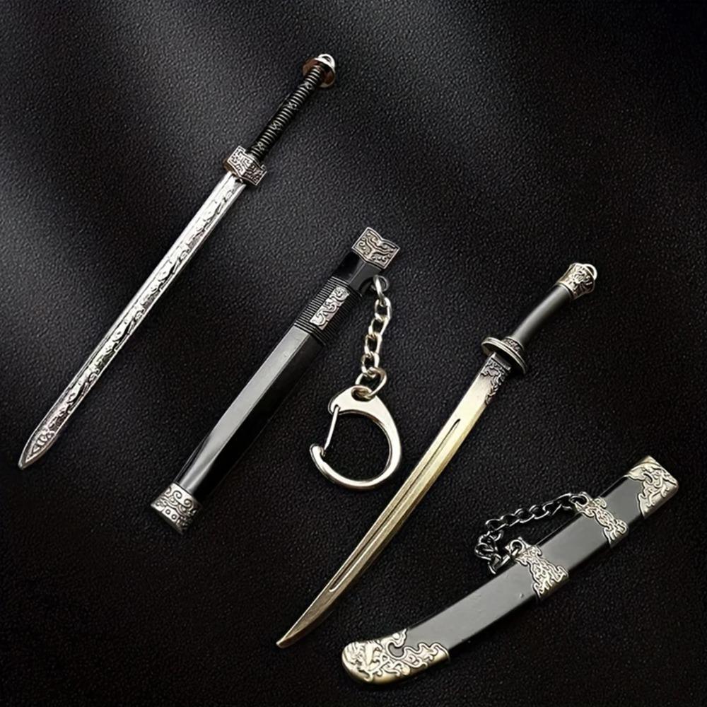 Zinc Zinc Zinc Alloy Mini Sword KeyChain Ancient Scabbard Key Ring Weapon Key Chain Men
