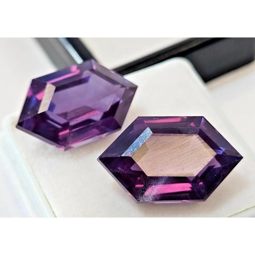 Fabulous Alexandrite Color Changing Natural Fancy Cut 20+ Ct Pair Gemstone
