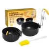 Egg Cooker Ring Large Capacity 2X Non-stick Fried Egg Molds with Removable Foldable Handle Anti-Scald Silicone Cover Pancake