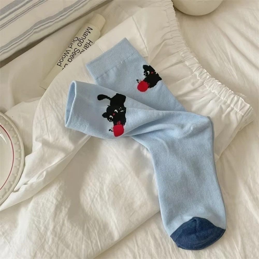 

Cotton Striped Socks Cartoon Long Socks Cute Women Socks Blue