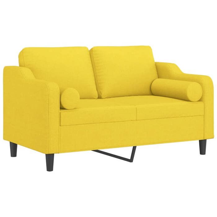 VidaXL 2-seater Sofa with Light Yellow Pillows 120 Cm Fabric, Sofa, Loveseat, Living Room Sofa, Sofas, Sofa 3200842