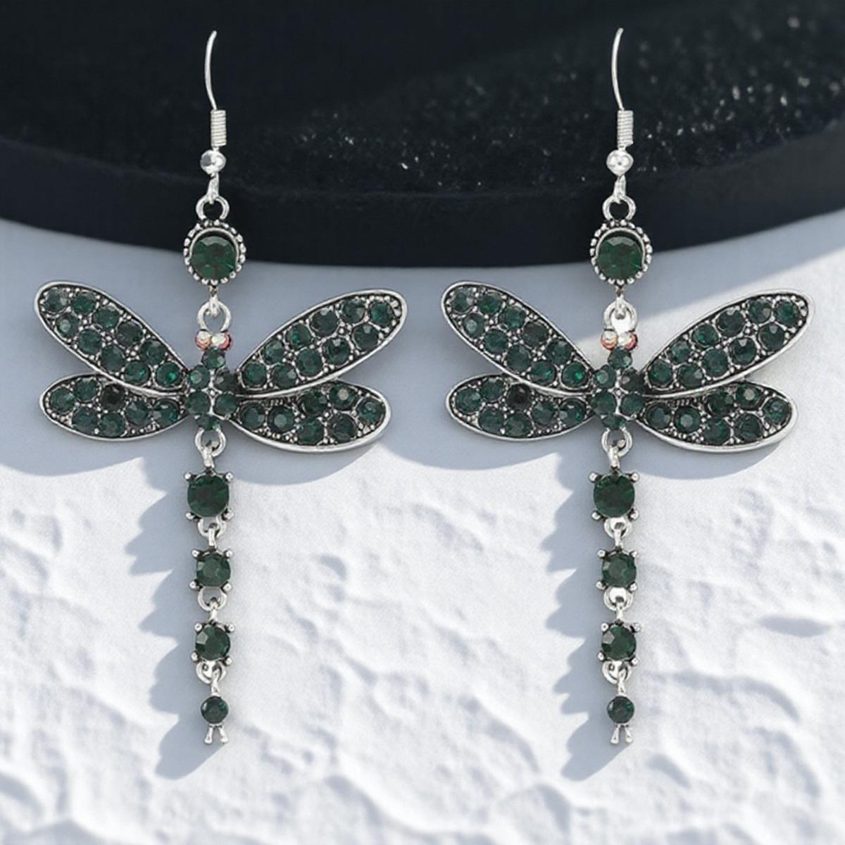 

Dragonfly Shaped Earrings Fashion Classic Personality Multicolor Jewelry Accessories for Women зелёный