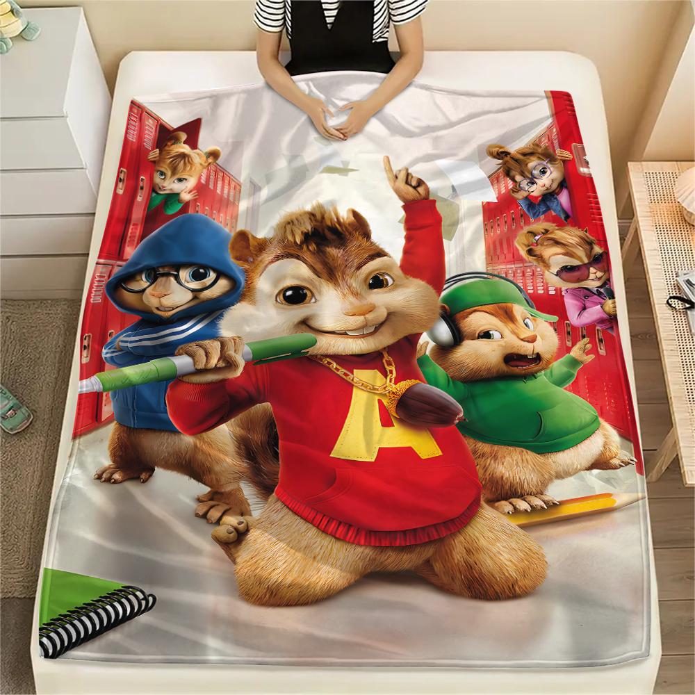 1 ks Flísová deka s potiskem Alvin a Chipmunkové, Vysoce kvalitní, Pro všechna roční období, Domácí dekorace, Teplo a pohodlí, Ideální jako vánoční dárky