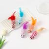 Colorful Striped Rope Mouse Cat Toys With Feather Tails (5-Pack)