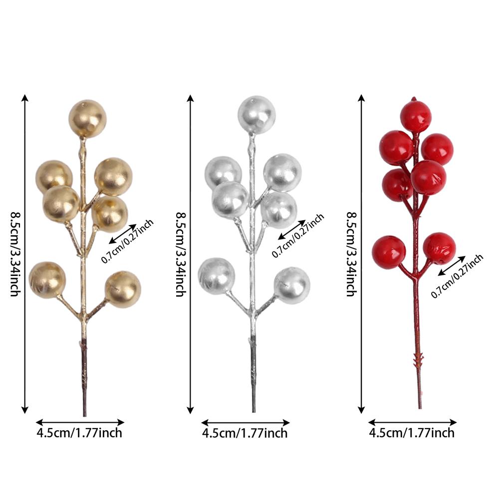 100/1 Stück Künstliche Rote Beerenstiele Kunststoff Weihnachts-Stechpalmenbeeren Zweige DIY Weihnachtsbaumschmuck Neujahrsparty Dekoration Geschenk