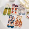 Sweet Floral Print Mid-calf Socks Ultra-Thin Crystal Silk Socks  Casual Wear