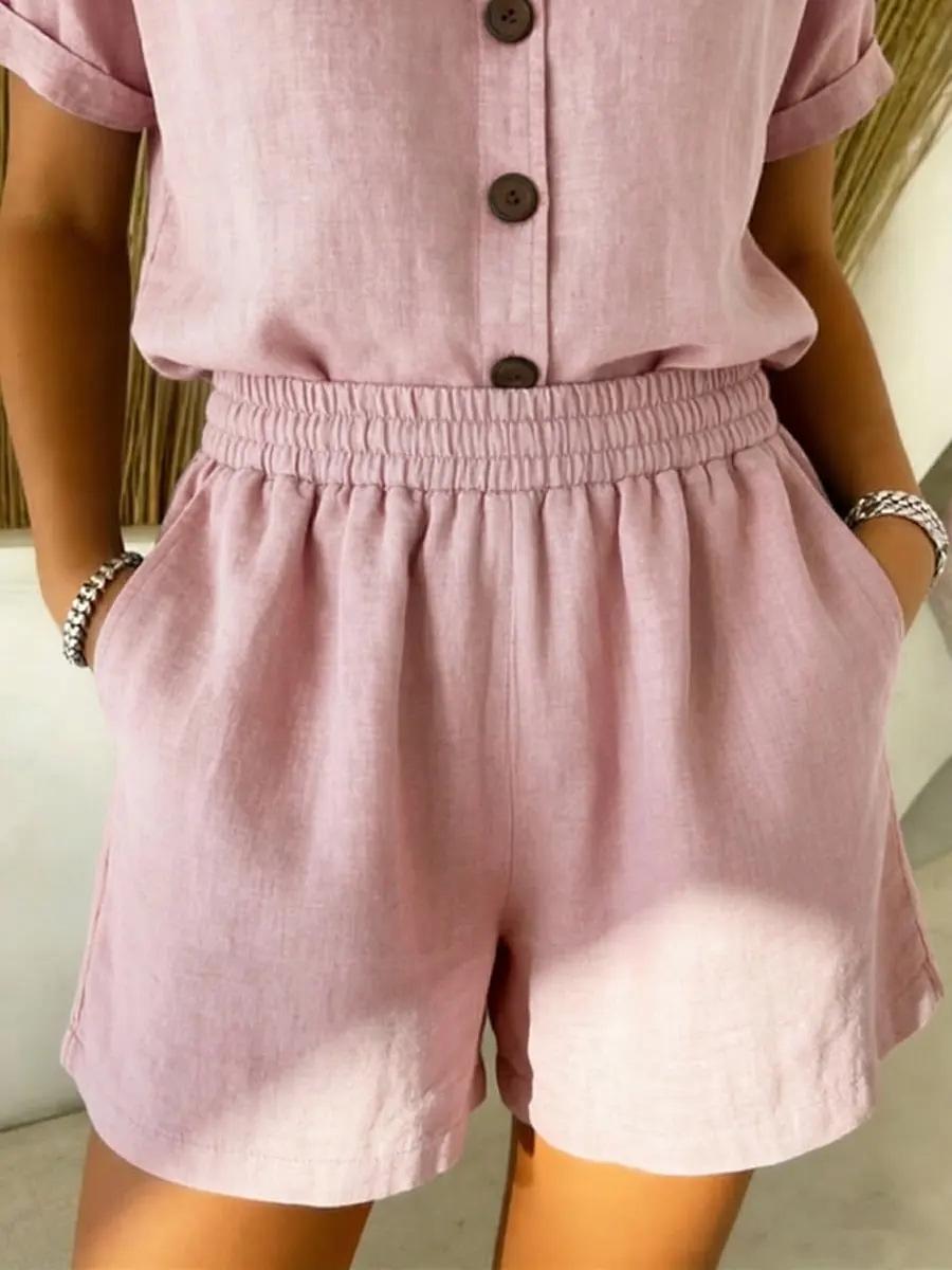 2026 European and American Summer Casual Cotton Linen Women s Shorts with Pockets XL