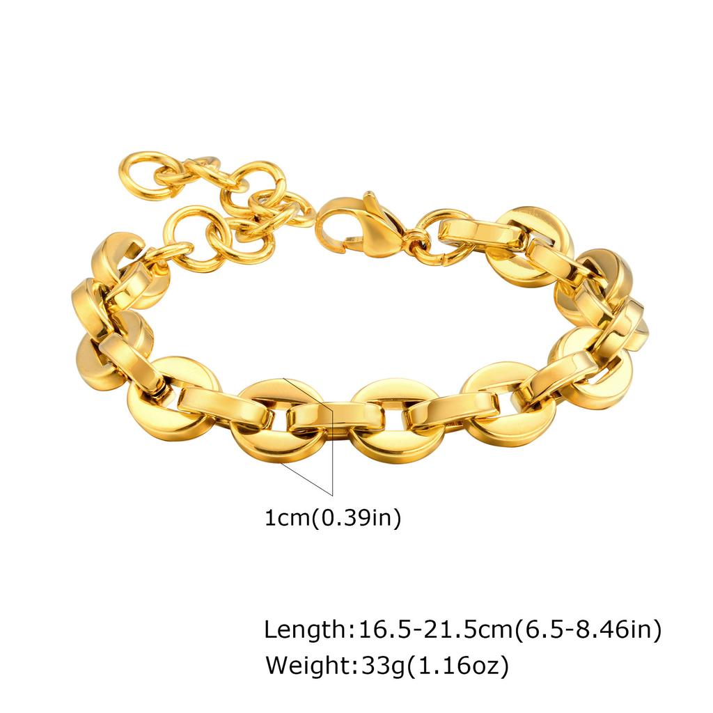 Chunky Chain Bracelet Stainlesss Steel, Bold Link Metal Twist Statement Bracelet for Women,18k Gold Plated Jewelry