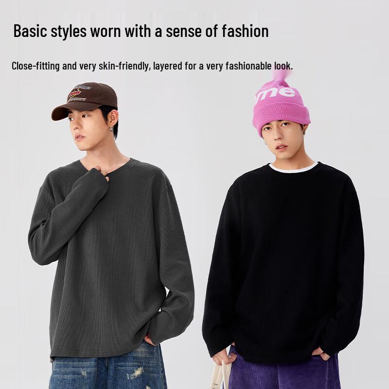 MINISO Men's Waffle Texture Long-Sleeve T-Shirt