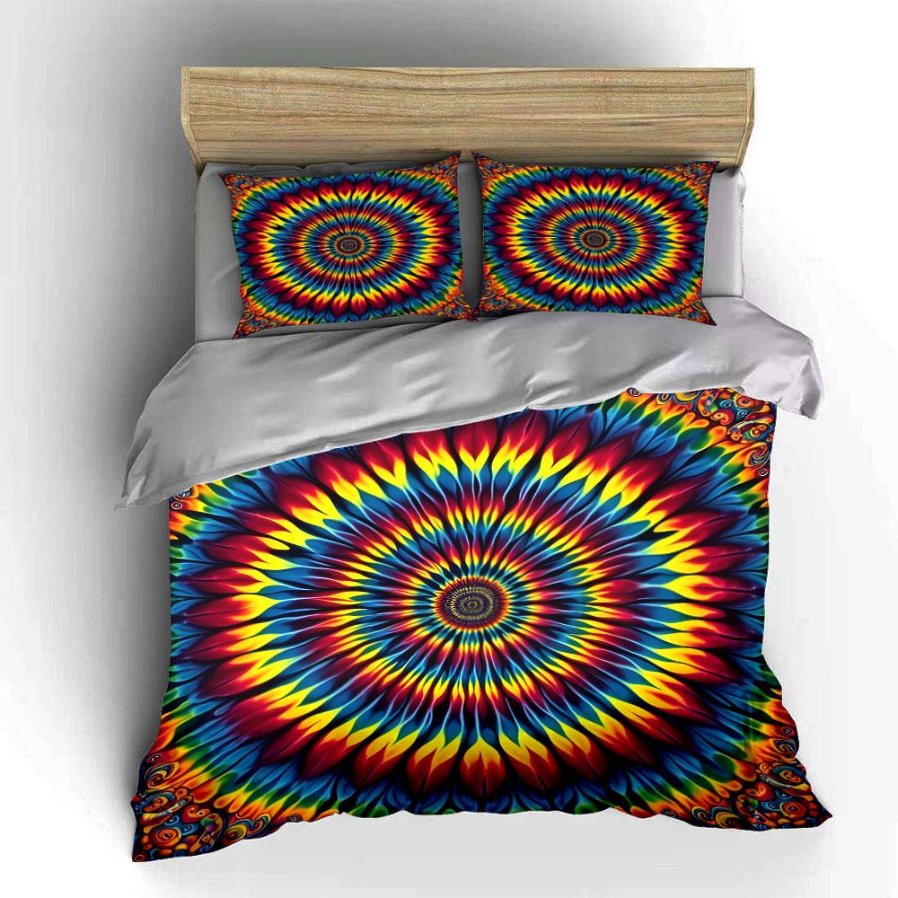 Psychedelic Three-Piece Set For Decor Exquisite Three-Piece Bedding Set Gift For Kids And Adults