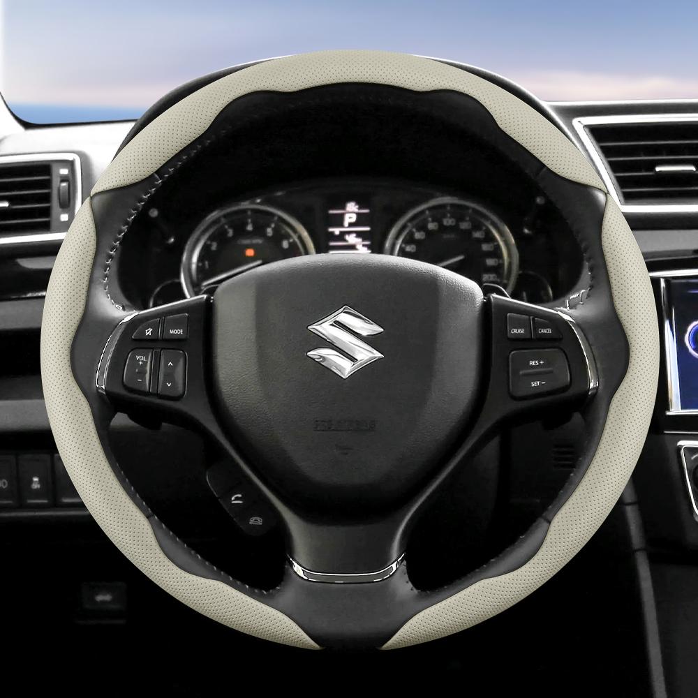 Suitable for Suzuki Breathable Hole Leather Steering Wheel Cover Segmented Quick Release Design Anti-Slip and Durable Swift 2011 Sx4 Grand Vitara
