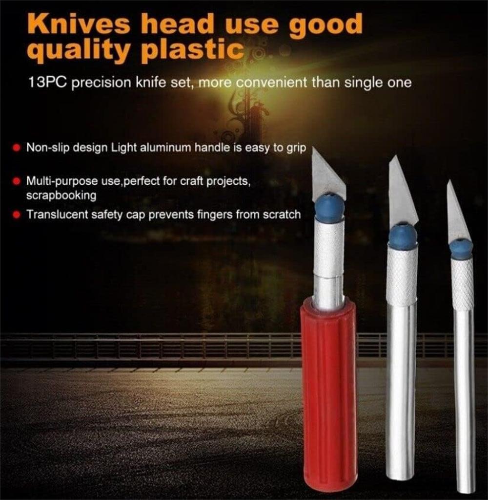 13pc Precision Knife Set Kit Exacto Knives Blades Craft Razor Sculpting Art Tool Alloy Sharp Blade Mud Sculpture Paper Carving