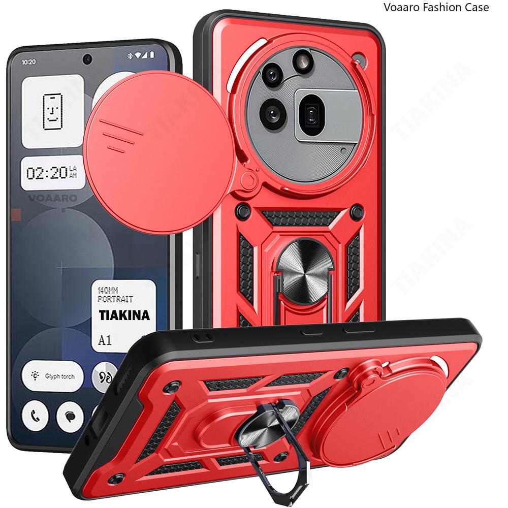 Slide Lens Armor Funda for Nothing Phone 3A Pro 5G Case for Nothing Phone 3A Pro Case Magnetic Ring Stand Holder Cover