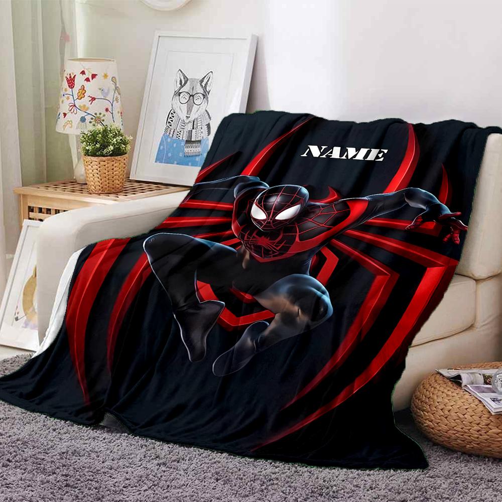 Customiz Name Personality Spider-Man Blanket Soft &Warm Sofa Office Bed Travel Lunch Break Blanket, Gift Suitable All Seasons
