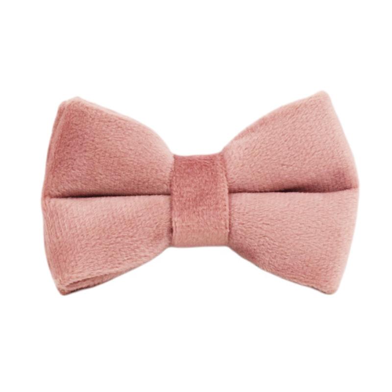 Pet collar light purple pink velvet cute decorative bell cat collar bow tie metal buckle collar S